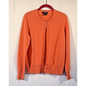 Lord & Taylor womans sweater size M Cashmere full button crew neck